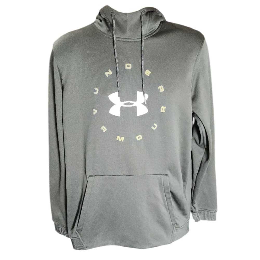 Under Armour Men's L Armour Fleece Circle Wordmark Pullover Hoodie Baroque Green